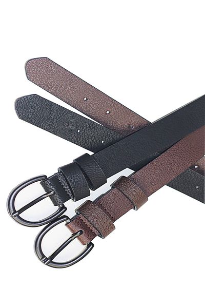 Arkem Coffee-Black 2-Piece Belt Set - Casual and Work Site