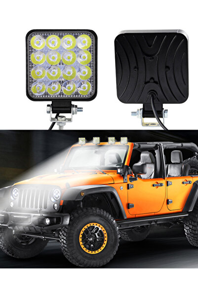 MeyZone 16 Led Kare Kalın Kasalı Off Road Sis Farı Çalışma Lambası 12-24v
