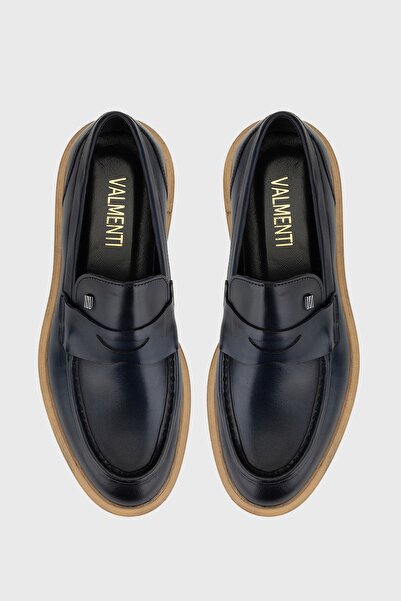Valmenti Erkek Lacivert Hakiki Deri Loafer Ayakkabı