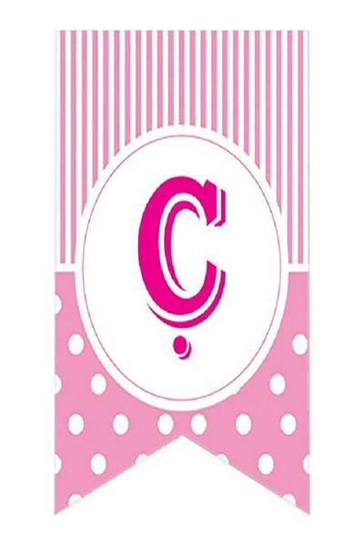 Kazanabil PINK COLORED DOT FLAM FLAG LETTERS LETTER C
