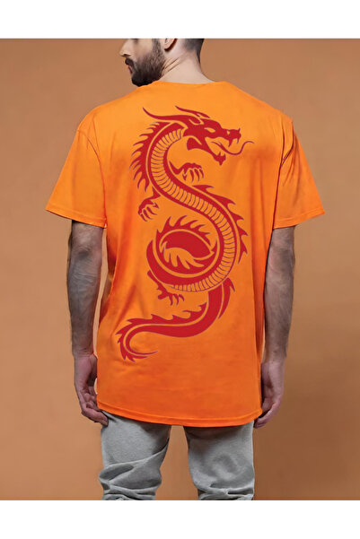 TROVE Tricou supradimensionat cu imprimeu dragon