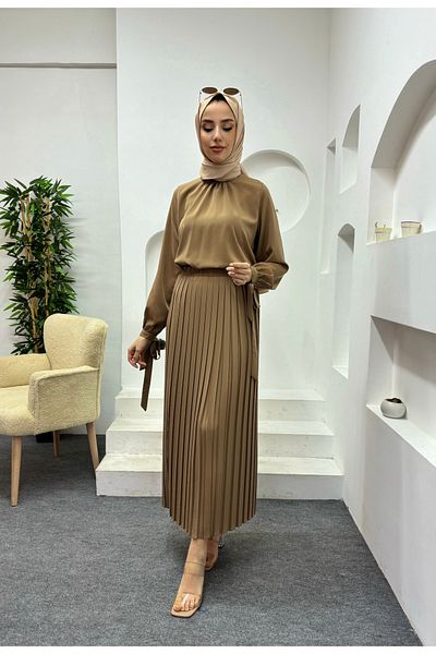 hacer ayaydın Σετ Πλισέ Φούστα και Μπλούζα Hijab - Κομψό Κομψό Σετ