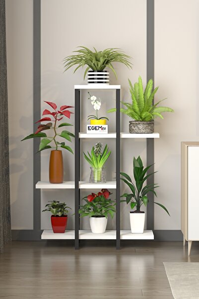 EGEMEV YÜKSEK AYAKLI  Saksı Standı Saksılık dekoratif Çiçeklik Rafı Metal Iskeleti Dekoratif boy87cm