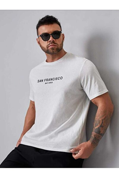 GYES Tricou alb cu decolteu triplu San Francısco pentru bărbați