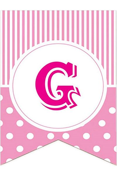 Kazanabil PINK COLORED POINTED FLAM FLAG LETTERS G LETTER