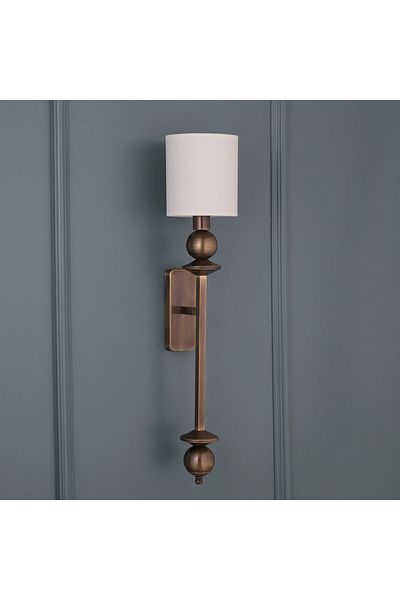 Elit Aydınlatma Antique Color Metal Body White Color Fabric Cylinder Head Wall Lamp Sconce