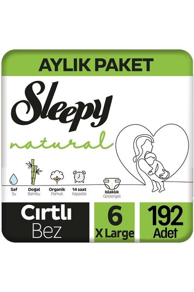 Sleepy Natural Bebek Bezi 6 Numara Xlarge Mega Paket 192 Adet