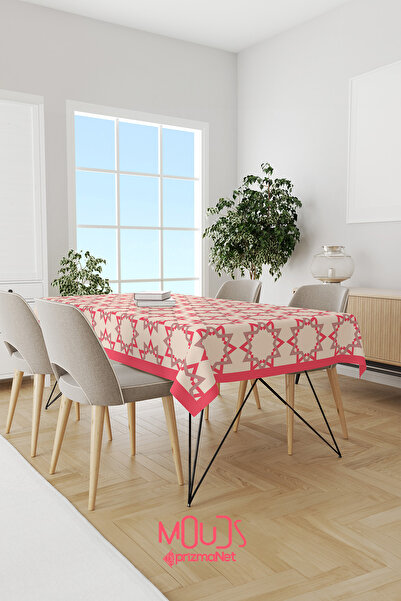 Moud's قماش من جلد الغزال الوردي الوردي - مفرش طاولة منقوش إسلامي مربع ومستطيل