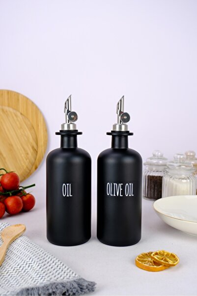 Digithome 2-Piece Glass Olive Oil and Liquid Bottle Automatic Lid Label Oil P...