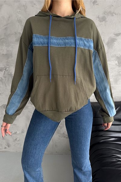 FEMELLE Hanorac cu glugă de denim de damă
