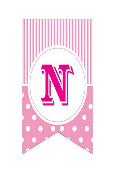 Kazanabil PINK COLORED POINTED FLAM FLAG LETTERS N LETTER