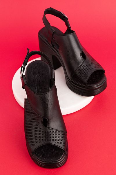 Gondol Sandale elegante cu toc cu platformă din piele naturală msa.56