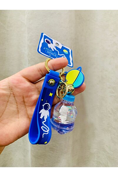 Meyra Accessories 1 adet lüx içi sulu anahtarlık pembe hello kitty mavi içi sulu astronot çanta süsü anahtarlık