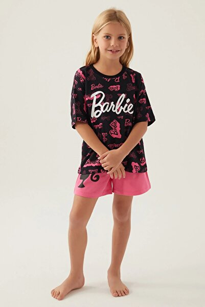 Barbie BARBİE LİSANSLI BİSİKLET YAKA KISA KOLLU GARSON BOY KIZ ÇOCUK ŞORTLU P...