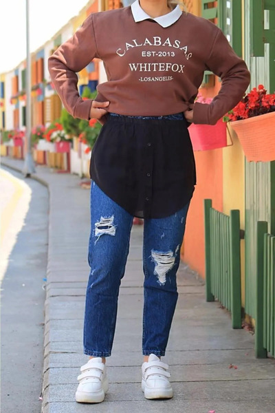 tessetür Bone diyarı Women's Savior Black Skirt Poplin 100% Cotton