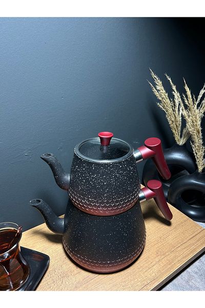 BENA LİFE طقم إبريق شاي جرانيت مزدوج اللون فاخر