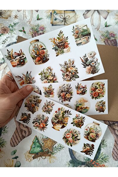 Pink Swan Craft مجموعة ملصقات الألوان المائية الكلاسيكية الرجعية - 27 قطعة، ل...