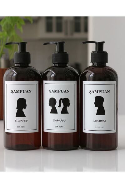 Dem Home Amber Cam Görünümlü Plastik Sabunluk Banyo 3lü Şampuan Kadın-erkek-ç...