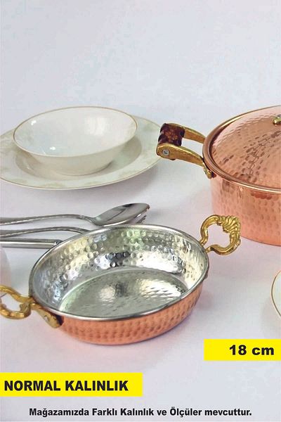 KAVELE 18 cm Forged Copper Sahan Egg Pan Kuymak Menemen Pan 18 cm