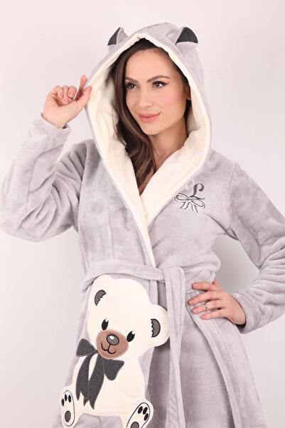 Wild Love Women's Hooded Embroidered 100% Bamboo Short Dressing Gown