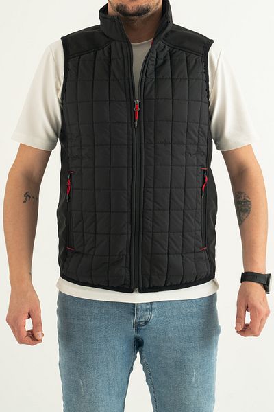 REYNARD Men's Black Slim Fit Fleece Water Repellent Windproof Quilted Outdoor Vest
