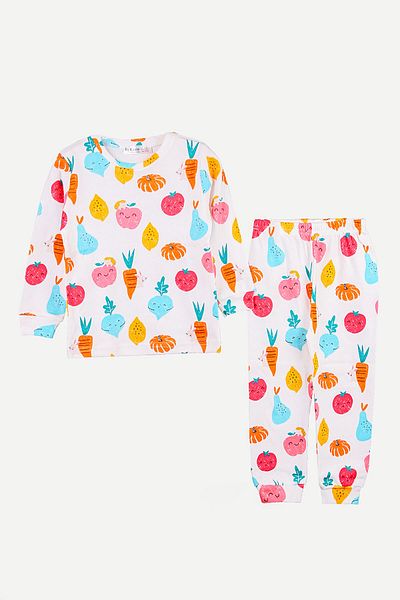 Beniizle Fruits Patterned 100% Cotton Girl's Pajama Set