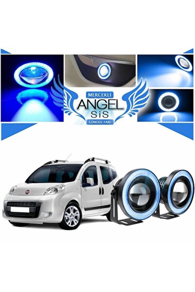 ERAKS CAR ACCESORIES Fiat Fiorino Uyumlu, Universal Mercekli Led Angel Sis Farı, 76mm Buz Mavi Renk