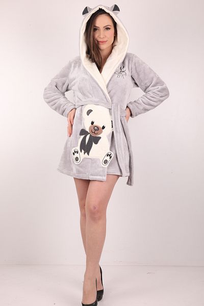 Wild Love Women's Hooded Embroidered 100% Bamboo Short Dressing Gown