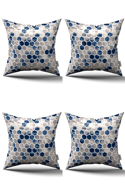 Cango Home Set de fagure geometric albastru gri 4kmbs-yst11-ct
