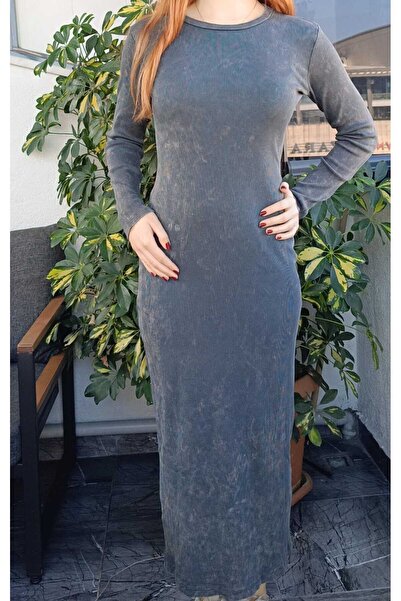 Kübra Tekstil Μακρυμάνικο Bodycon Καμισόλα Μάξι Φόρεμα