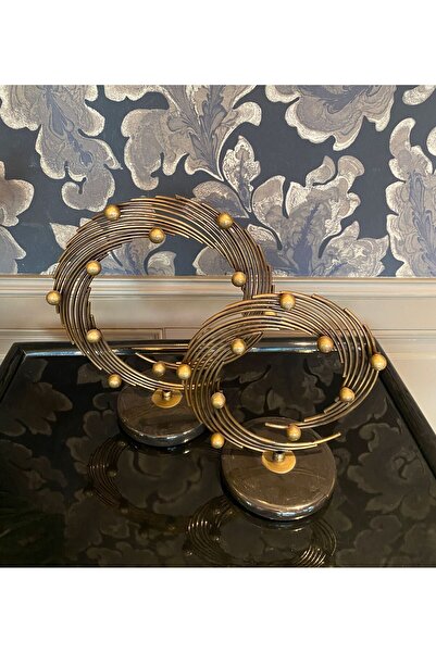 Hanlı 2'Lİ Pirinç Gold Yuvarlak Dekoratif Aksesuar