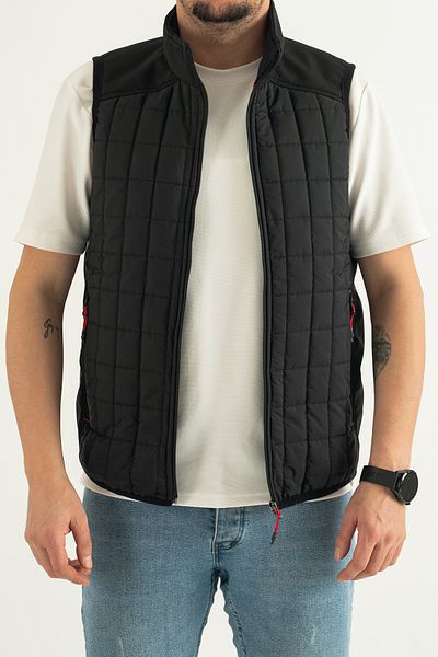 REYNARD Men's Black Slim Fit Fleece Water Repellent Windproof Quilted Outdoor Vest