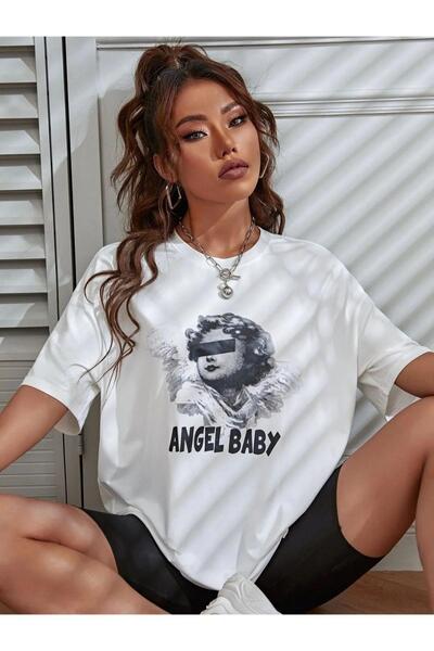 ORLONTEX Γυναικείο μπλουζάκι White Angel Baby Printed Oversize