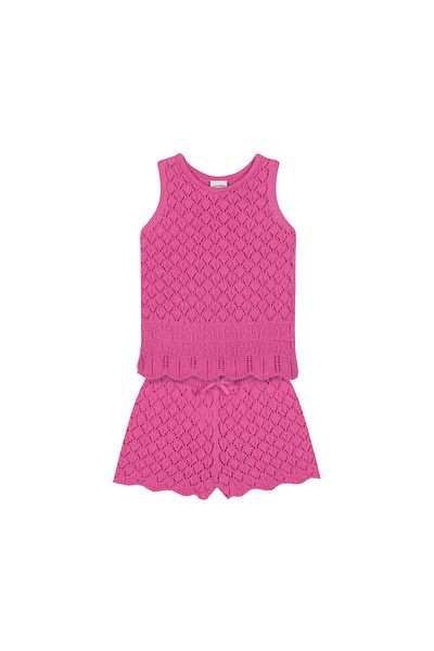 Antebies Jacquard Set with Knitwear Pink Shorts