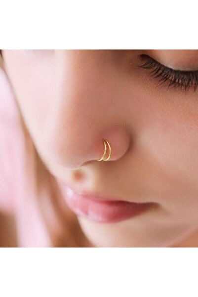 Heppii Gümüş Çift Görünümlü Halka Hızma Gold Renk Ha