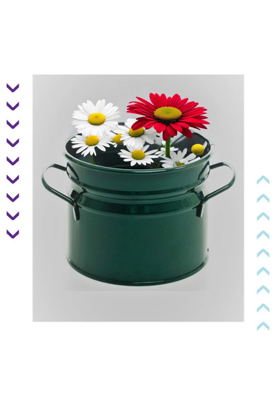 bimbambom Çok Amaçlı Dekoratif Kova, Metal Kova, Metal Kulplu Saksı, Düzenley...