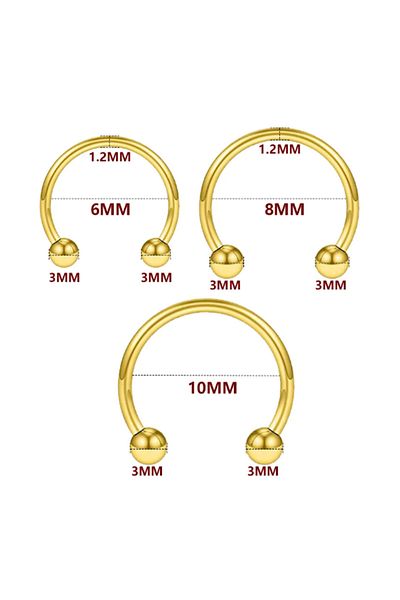 Öte Beri Hayallerin Ötesi 316L Surgical Steel Spike - Helix, Septum, Cartilage, Smiley, Tragus Piercing 3Pcs Set