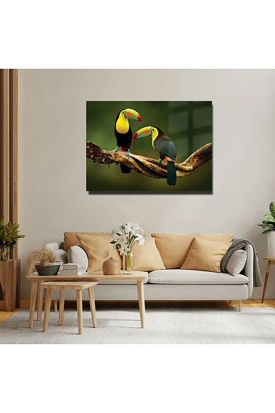 glassartdesign Tablou din sticlă Tukan Bird