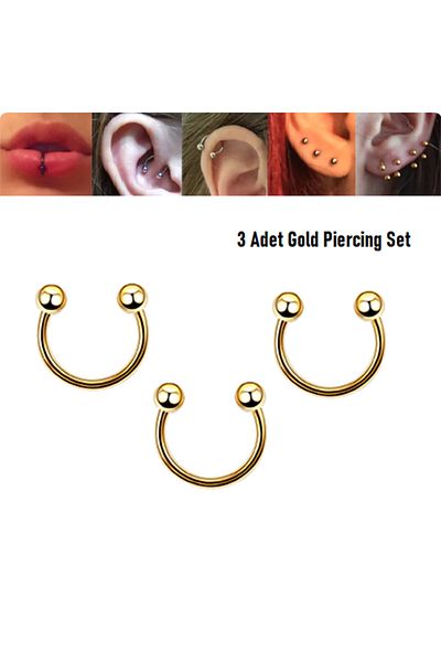 Öte Beri Hayallerin Ötesi 316L Surgical Steel Spike - Helix, Septum, Cartilage, Smiley, Tragus Piercing 3Pcs Set