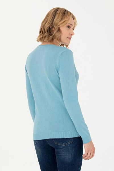 U.S. Polo Assn. Kadın V Yaka Basic Kazak %100 Pamuk