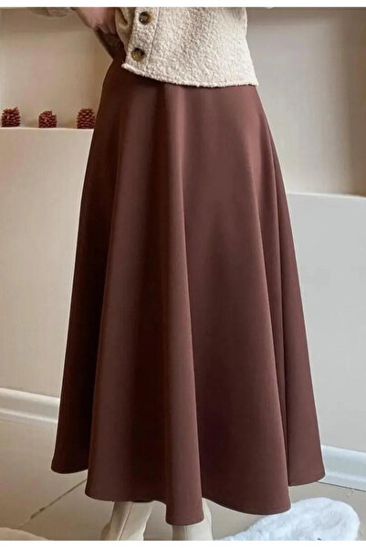 bm bessomoda fashion boutique Kadın Scuba Kumaş Puf Kloş Tesettür Etek