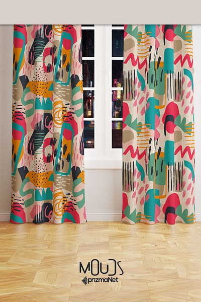 Moud's Artboard 1 Patterned Background Curtain Youth Room Living Room Suede Printed Extrafor Drawstring 2 Sash PRD-2016