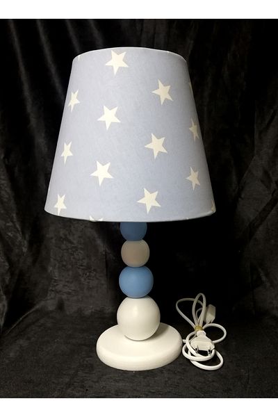 TEKAY AYDINLATMA Blue and white wooden boy's room bedroom lampshade