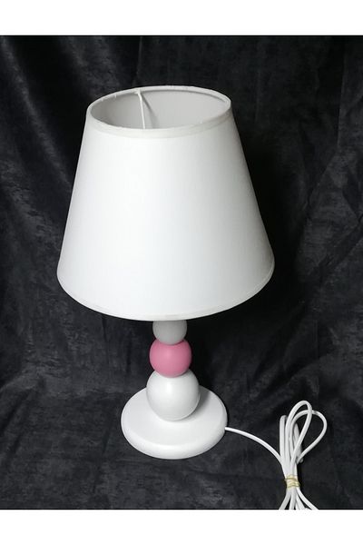 TEKAY AYDINLATMA Pink and white wooden girl's room bedroom lampshade
