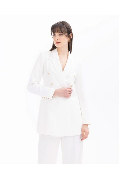 SEÇİL JACHETĂ BLAZER DETALIATĂ BUTON-Alb - 44