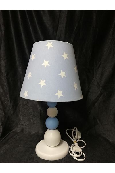 TEKAY AYDINLATMA Blue and white wooden boy's room bedroom lampshade