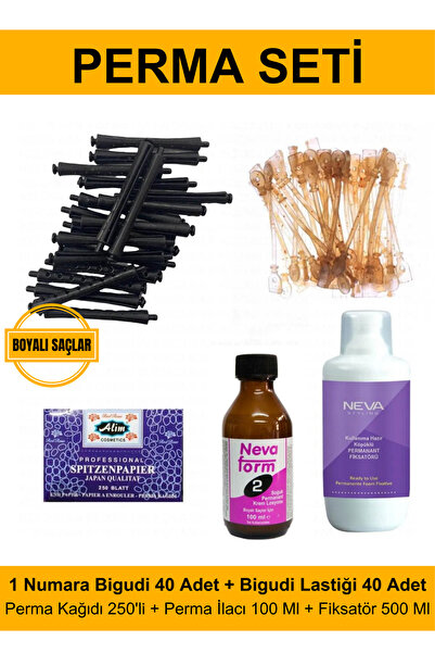 Kocaman Kozmetik Perma Bigudi Full Set No:1 - Boyalı Saçlar (Bigudi + Lastik + Perma Kağıdı + Perma İlacı + Fiksatör)