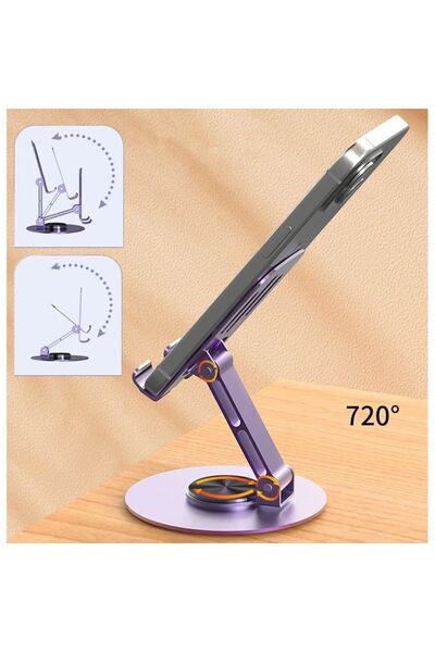 Fogy Μεταλλική αναδιπλούμενη ρυθμιζόμενη βάση 360 περιστροφής για tablet και τηλέφωνο (βαθύ μωβ)