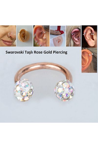 Öte Beri Hayallerin Ötesi 316L Surgical Steel Rhinestone Piercing - Shambala Helix, Septum, Tragus, Labret Hoop Speed Earrings