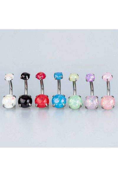 Öte Beri Hayallerin Ötesi 316l Non-Tarnish Anti-Allergic Surgical Steel - Double Zircon Stone Navel Piercing